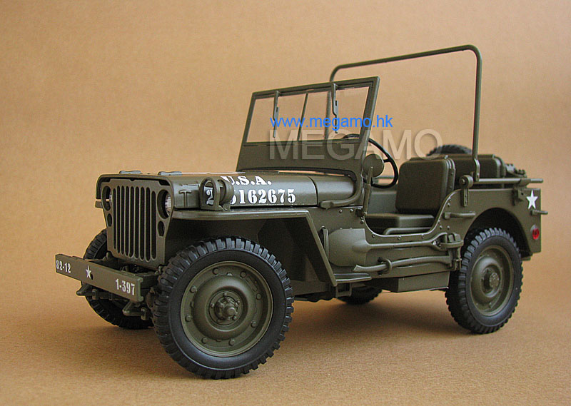 1/18 Willis Jeep 1/4 TON US ARMY Truck WWII Green Welly